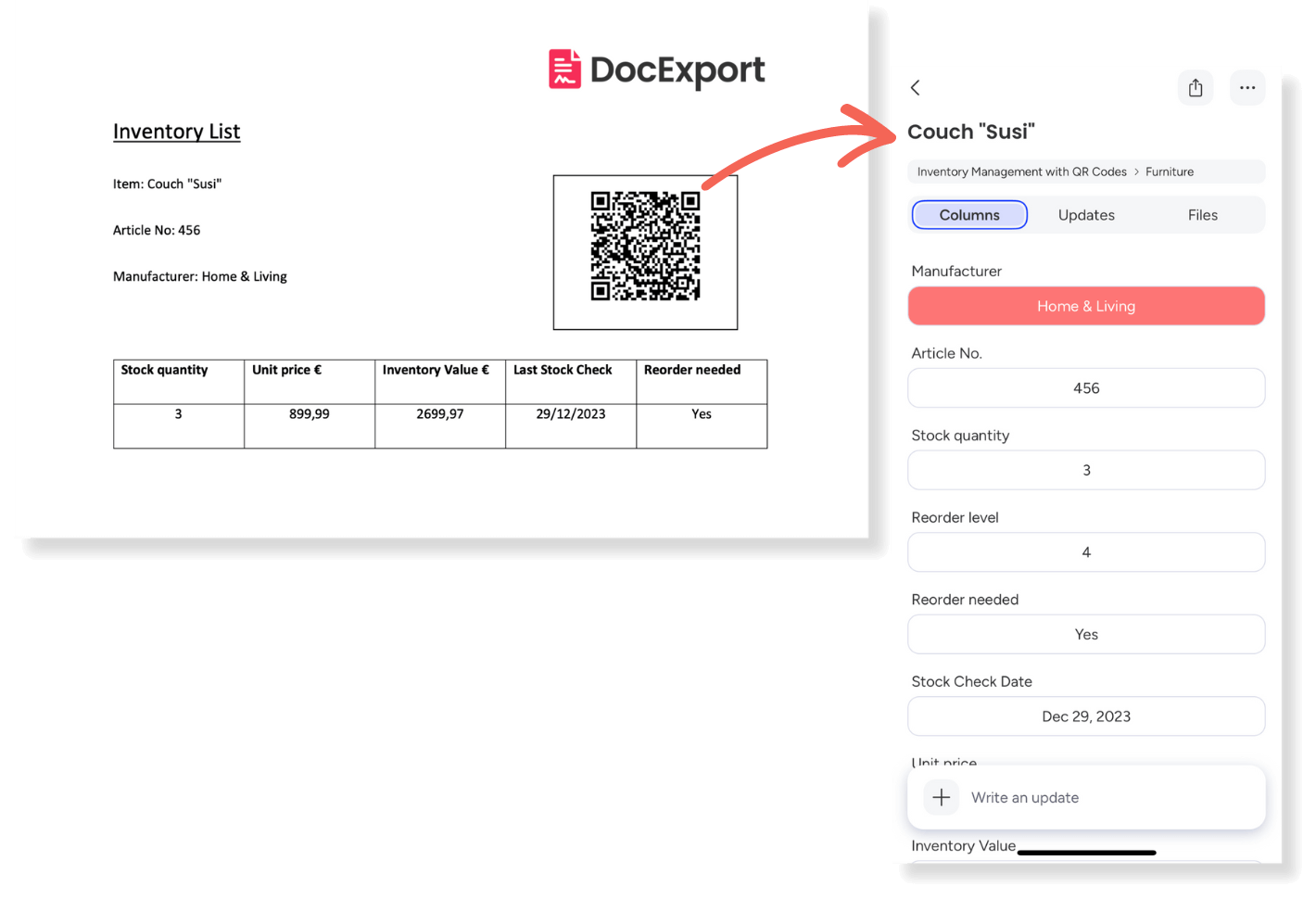 DocExport Inventory Management with QR-Code