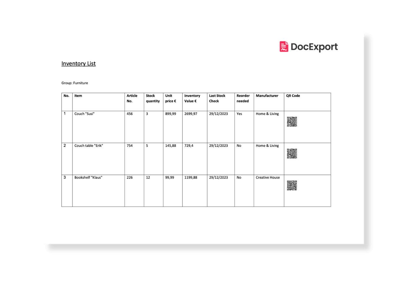 DocExport QR code board level
