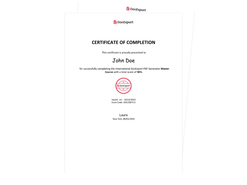 Doc Export Use Case Certificate