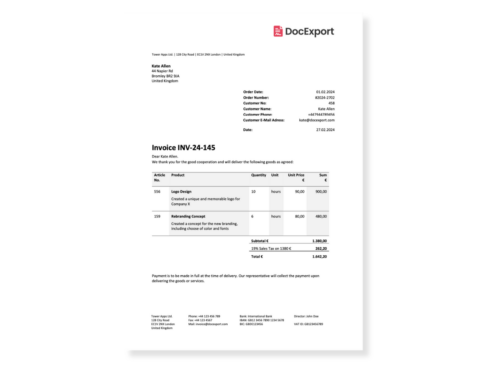 DocExport Quote Invoice with Description