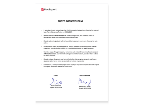 DocExport Photo Consent Form