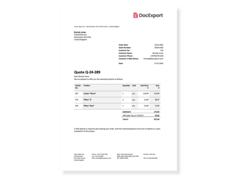 DocExport Quote Invoice Basic