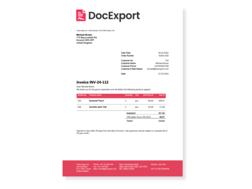 DocExport Quote Invoice With Color