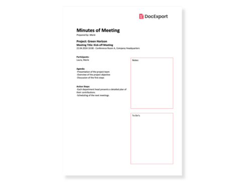 DocExport Minutes of Meeting Version 2