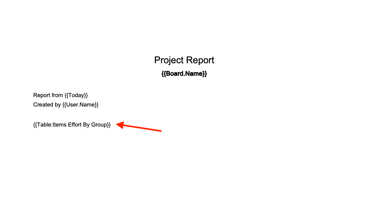DocExport table placeholder