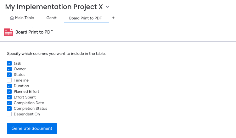 monday.com PDF export