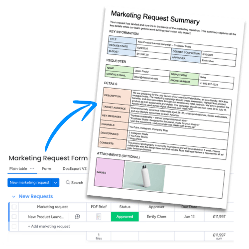 PDF Form Request DocExport