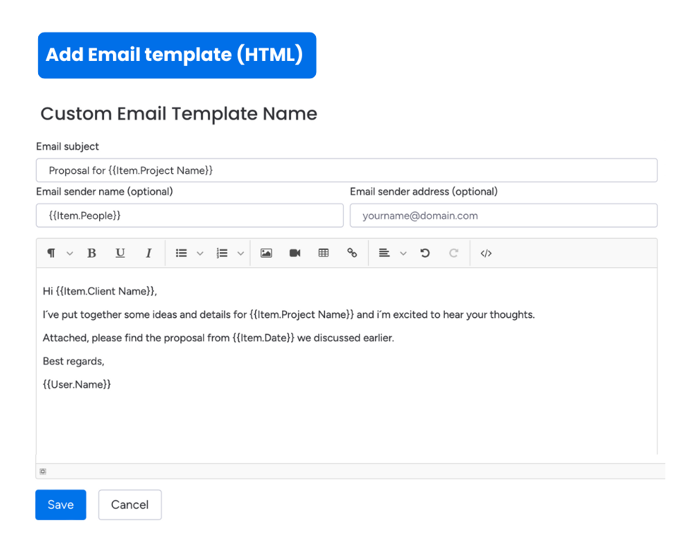DocExport Custom Email templates